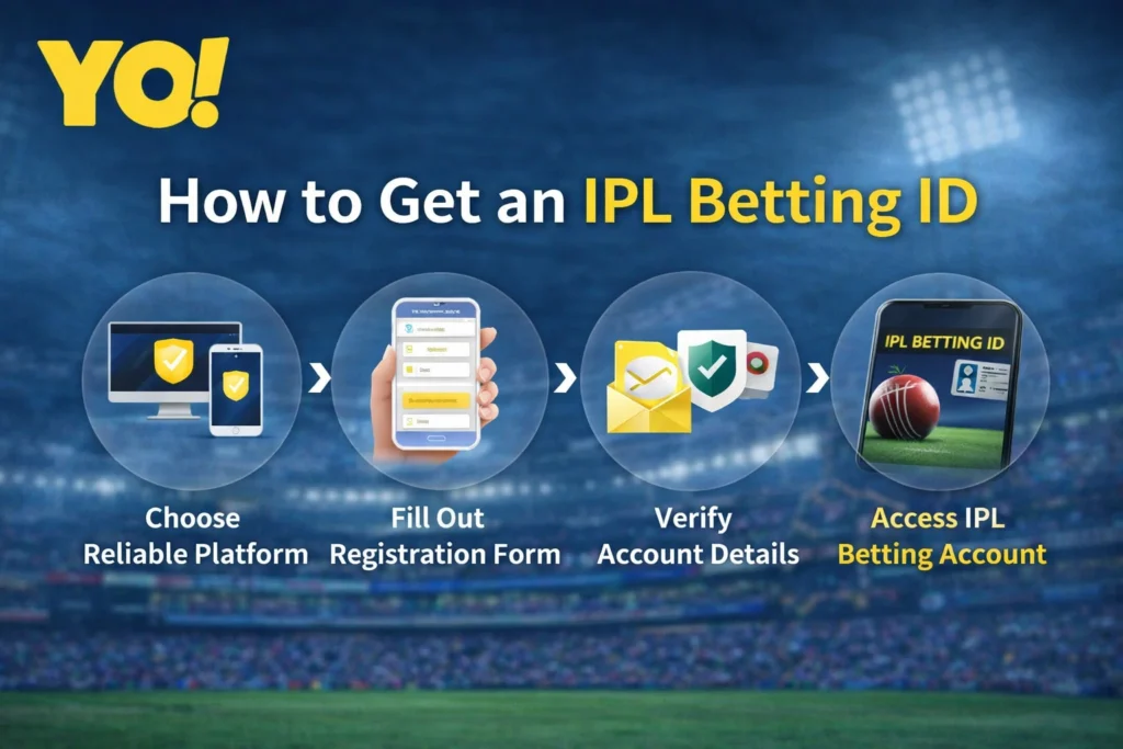 How to get IPL Betting ID step by step guide with logo and cricket betting concept