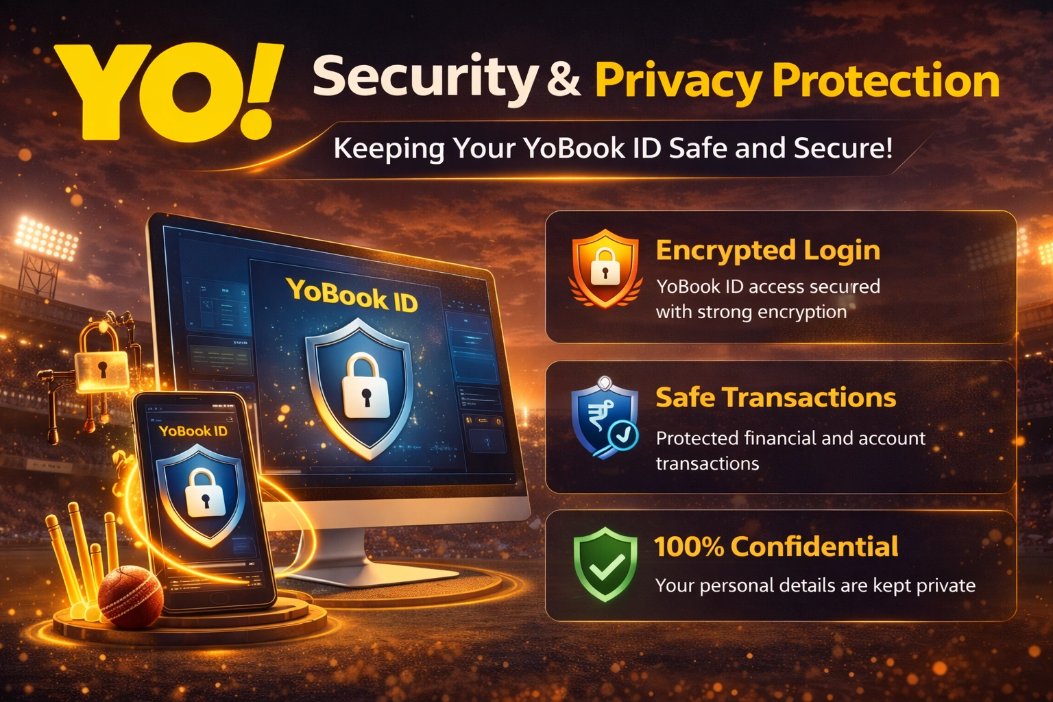 Security and Privacy Protection banner for YoBook ID with encrypted login and safe transactions