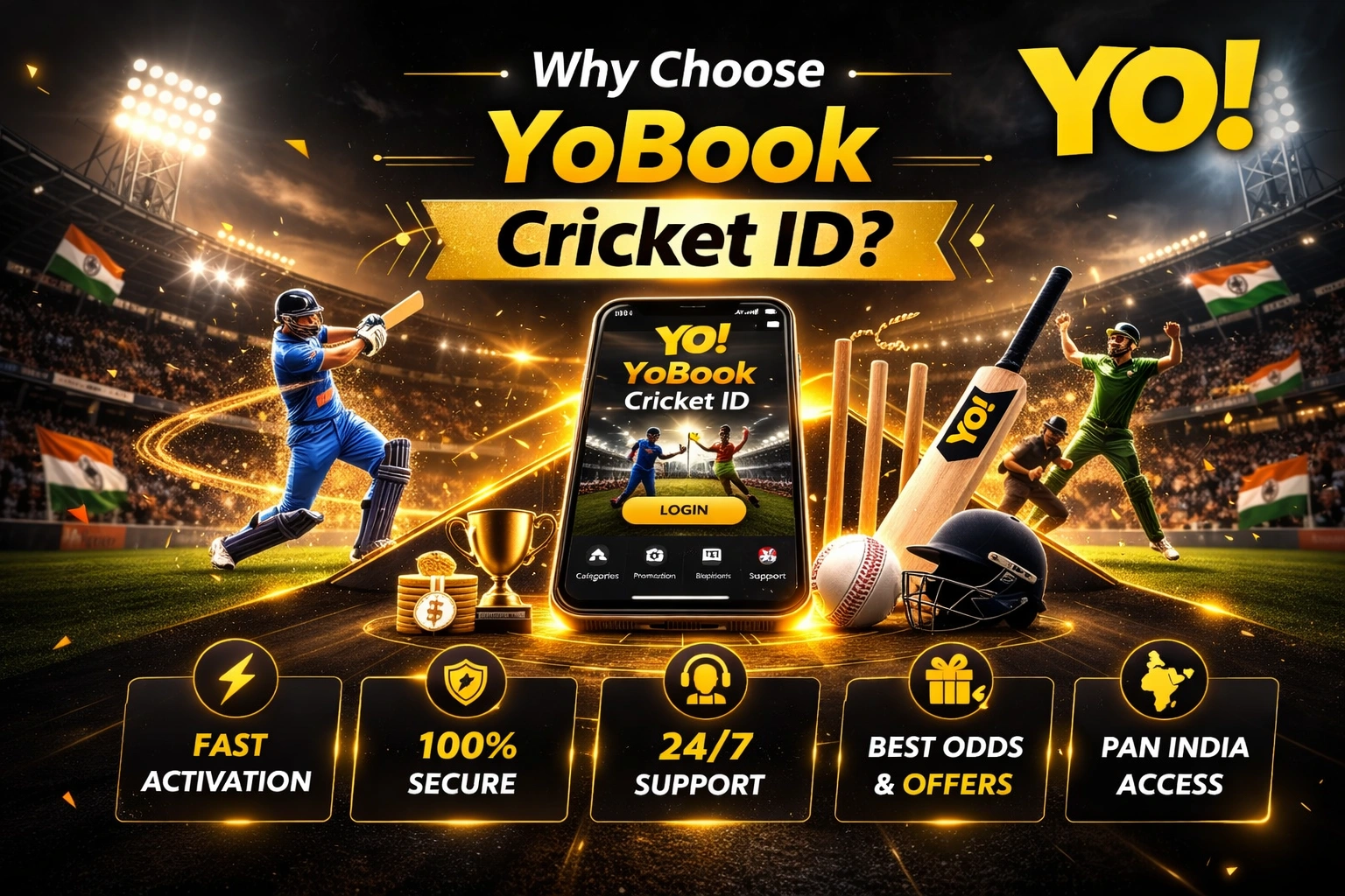 Why Choose YoBook Cricket ID banner with official Yo logo