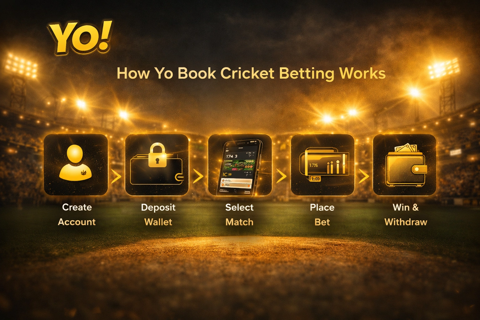 How Yo Book Cricket Betting Works create account deposit bet withdraw process banner