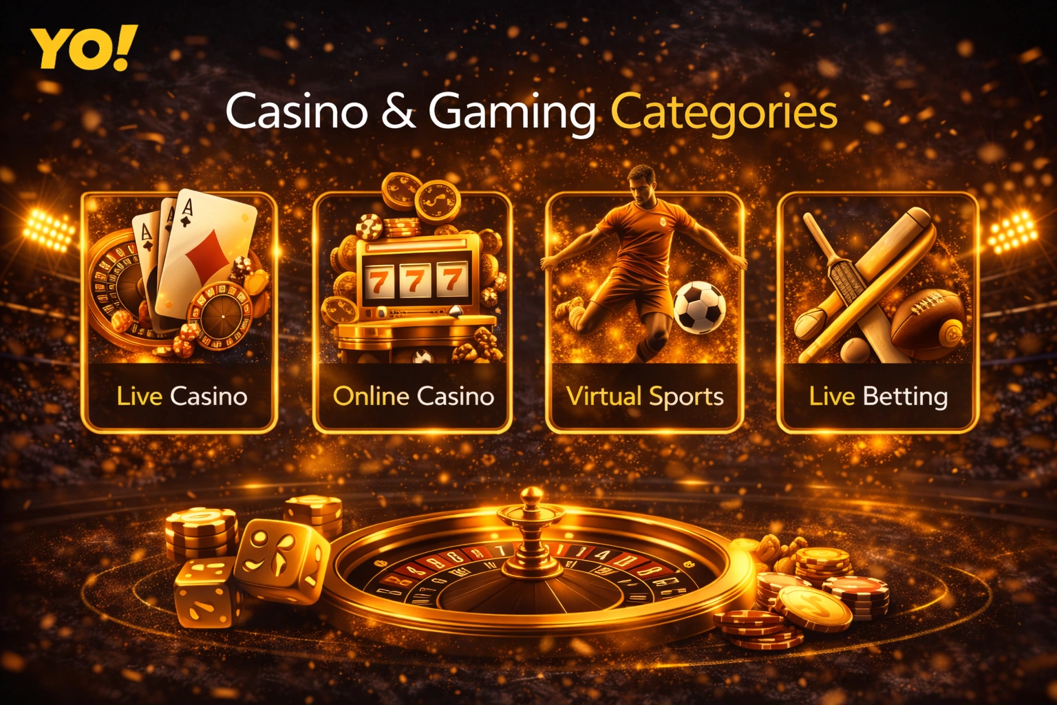 YoBook Games casino and gaming categories live casino online slots virtual sports banner
