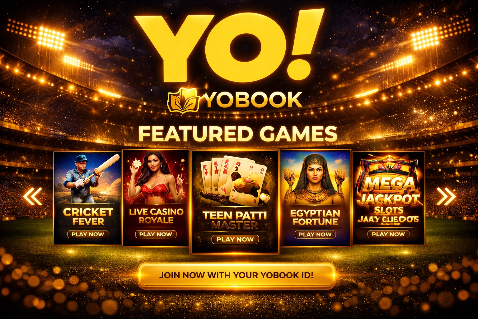 YoBook Games Featured Section Cricket Casino Slots Sportsbook