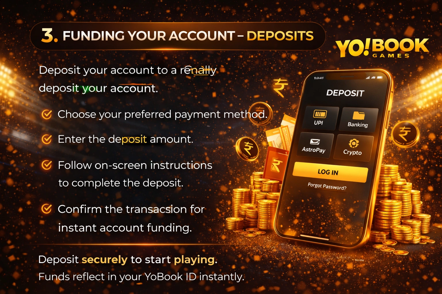Funding your account on YoBook Games using secure deposit methods