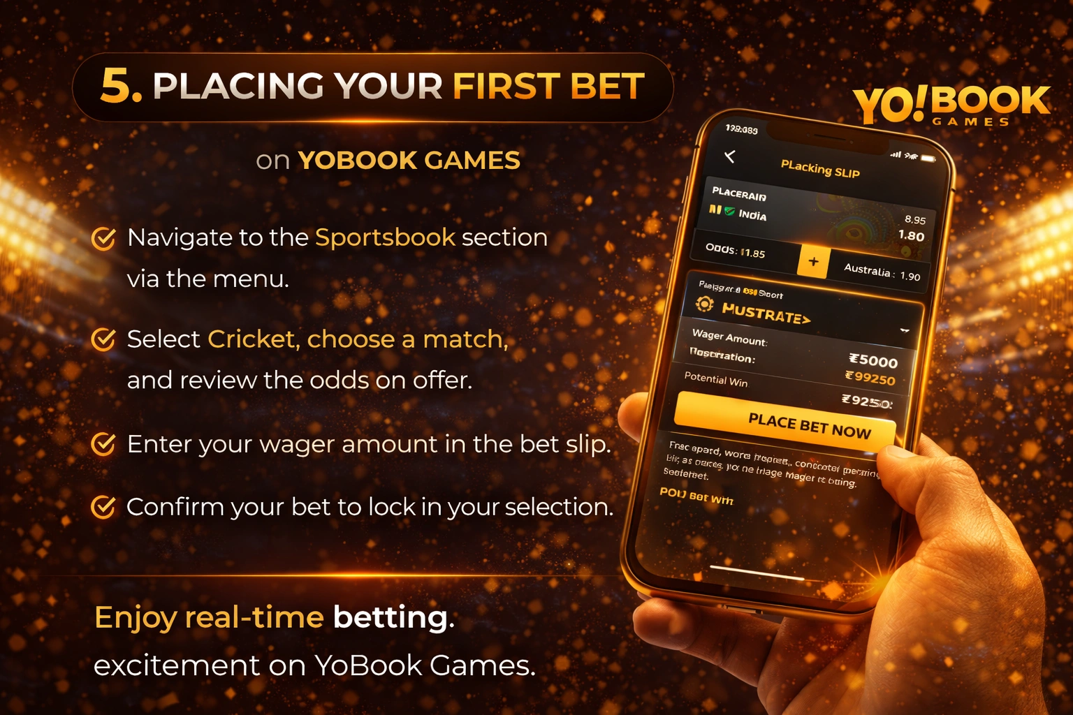 Placing your first bet on YoBook Games using sportsbook