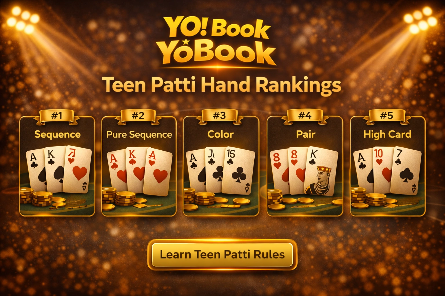Teen Patti hand rankings guide on YoBook Games