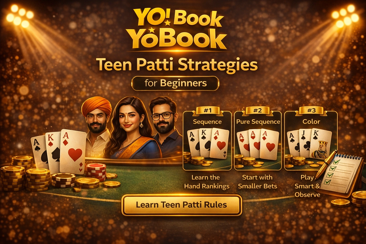 Teen Patti strategies for beginners on YoBook Games