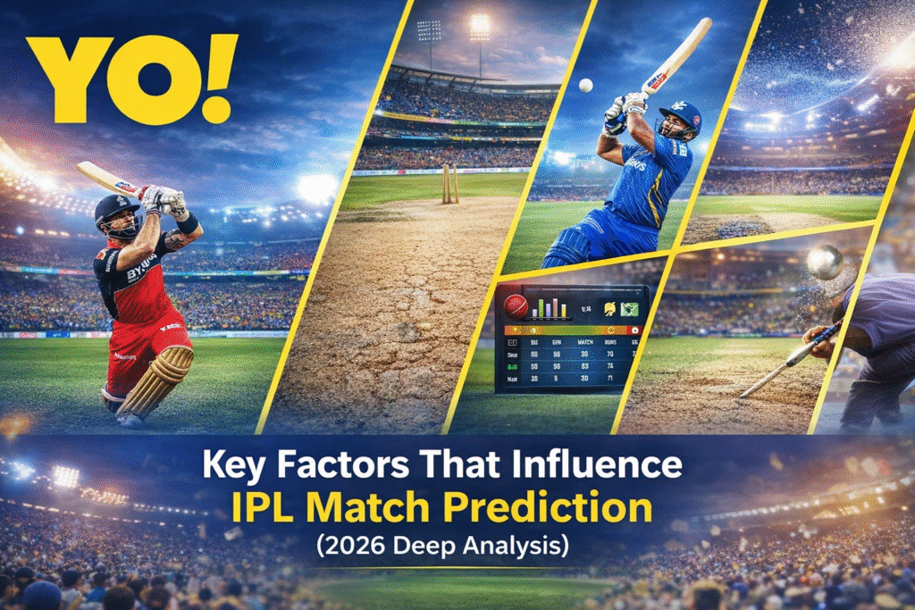 IPL Match Prediction key factors 2026 including pitch report, team form, player stats, toss analysis and weather conditions